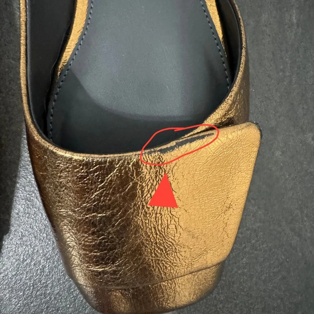 Sarto by Franco Sarto Tracy Gold Metallic Leather‎ Square Toe D'Orsay Flats 6M